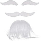 Beyaz Renk Kendinden Yapışkanlı Takma Sakal Bıyık ve Kaş Seti