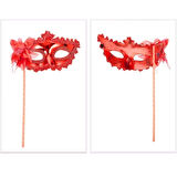 Kırmızı Işıltılı Tutmalı Fotoğraf Çekimi Maskesi