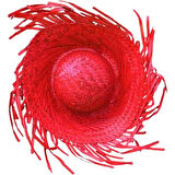 Tropikal Parti Kırmızı Hasır Hawaii Şapkası