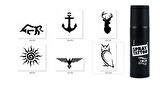 Geyik Boğa Spray Tattoo Geçici Siyah Sprey Dövme Seti 