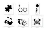 Puzzle Panda Geçici Dövme Şablonu Seti Sadece Desen 