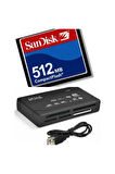  512 Mb Compact Flash Hafıza Kartı+Usb 2.0 Cf Kart Okuyucu