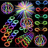 Fosforlu Çubuk - 100 Parça ( 50 Çubuk 50 Bağlama Aparatı)neon Bileklik - Işıklı Eğlence Bilekliği