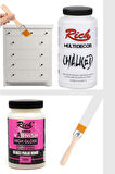Rich Multi Decor Chalked 500ml Antik Beyaz Akrilik Boya Parlak Vernik High Gloss 250 Cc Fırça Set