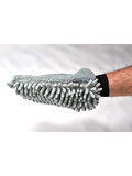 (1 Adet) Mikrofiber Şönil Oto Temizlik ve Kurulama Eldiveni 16X24 Cm. Gri