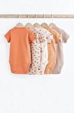 % 100 Pamuklu Turuncu Kısa Kollu 5’li Body Zıbın Set