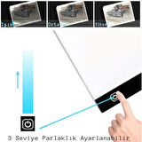 Monozone  A4 Led Işıklı(3 Seviye) Çizim Kopyalama Animasyon Portre Dövme Grafik Çizim Tableti