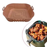 Renkli Isıya Dayanıklı Yıkanılabilir Silikon Fırın  Airfryer Kare Model Pişirme Matı 20 Cm