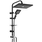 Lüks Robot Duş Seti Mat Siyah Dikdörtgen | Çok Fonksiyonlu Yağmur Robot Duş Sistemi Siyah