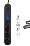 Termal Akım Korumalı Isıya Dayanıklı 4 lü 2 Metre Uzatma 3 Adet USB Usb Şarj Aleti