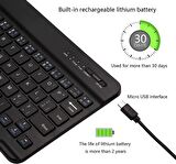 Redway 10 10.1" Uyumlu Kablosuz Bluetooth Şarj Edilebilir Mini Q Klavye - Siyah