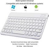 Huawei Mediapad T3 7" Uyumlu Kablosuz Bluetooth Şarj Edilebilir Mini Q Klavye - Beyaz