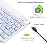 Vorcom QuartzPro 10.1" Uyumlu Kablosuz Bluetooth Şarj Edilebilir Mini Q Klavye - Mavi