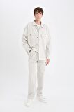 DeFacto Yazlık Gabardin Pantolon Straight Fit Bol Rahat Kesim Cepli Düz Paça B4089AX24SPGR368