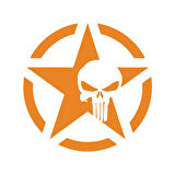Yıldız Punisher Kurukafa Sticker17x17 Cm Turuncu