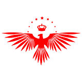 Yıldızlı Kartal  Oto Sticker17x17 Cm Kırmızı