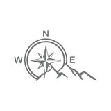 Dağ ve Pusula Stciker 17x17 Cm Gri