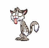 Bıkkın Kedi Sticker 10x10 cmRenkli Sticker