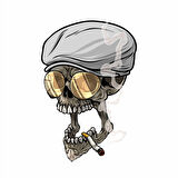 Sigara içen iskelet Sticker 10x10 cmRenkli Sticker