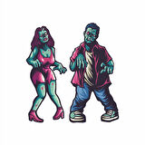 Zombiler Sticker 10x10 cmRenkli Sticker