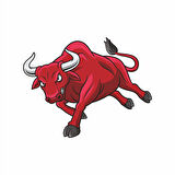 Kızgın Boğa 2 Sticker 10x10 cmRenkli Sticker