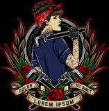 Dövmeci Kad?n Sticker 10x10 cmRenkli Sticker