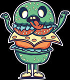 Yeşil Hamburger Sticker 10x10 cmRenkli Sticker