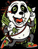 Bambu ve Panda Sticker 10x10 cmRenkli Sticker