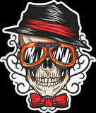 Gözlüklü iskelet Sticker 10x10 cmRenkli Sticker