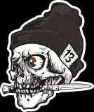 Bıçaklı Kurukafa Sticker 10x10 cmRenkli Sticker