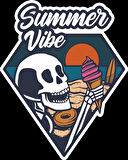 Summer Vibe İskelet Sticker 10x10 cmRenkli Sticker
