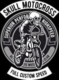 Skull Motocross Sticker 10x10 cmRenkli Sticker