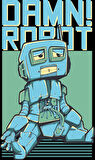 Bıkmış Robot Sticker 10x10 cmRenkli Sticker