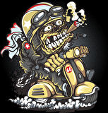 Motor Süren Zombi Sticker 10x10 cmRenkli Sticker