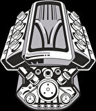 Araba Motoru 8 Sticker 10x10 cmRenkli Sticker