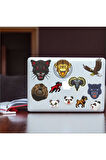 Agresif Hayvanlar Sticker Set-4 12 Parça Telefon, Tablet, Defter, Laptop Sticker