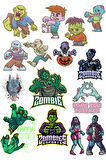 Zombie Sticker Set-1 11 Parça Telefon, Tablet, Defter, Laptop Sticker