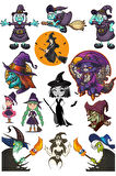 Cadı Sticker Set-1 13 Parça Telefon, Tablet, Defter, Laptop Sticker