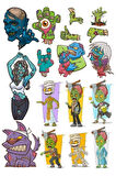 Zombi Sticker Set-3 18 Parça Telefon, Tablet, Defter, Laptop Sticker