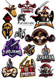 Spartan Savaşçı Sticker Set-1 13 Parça Telefon, Tablet, Defter, Laptop Sticker