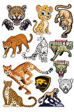 Leopar Sticker Set-3 13 Parça Telefon, Tablet, Defter, Laptop Sticker