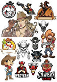 Cowboy Sticker-1 13 Parça Telefon, Tablet, Defter, Laptop Sticker