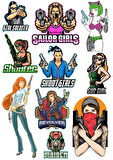 Savaşçı Kız Sticker Set 13 Parça Telefon, Tablet, Defter, Laptop Sticker