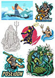 Poseidon Sticker Set-1 9 Parça Telefon, Tablet, Defter, Laptop Sticker