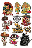 Meksika Temalı Sticker Set 11 Parça Telefon, Tablet, Defter, Laptop Sticker