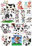 İnek Sticker Set-2 19 Parça Telefon, Tablet, Defter, Laptop Sticker