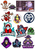Shaman Büyücü Sticker Set-1 14 Parça Telefon, Tablet, Defter, Laptop Sticker