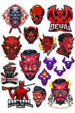 Şeytan Devil Sticker Set-5 16 Parça Telefon, Tablet, Defter, Laptop Sticker