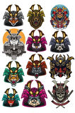 Samurai Sticker Set-5 12 Parça Telefon, Tablet, Defter, Laptop Sticker