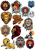 Aslan Lions Sticker Set-1 14 Parça Telefon, Tablet, Defter, Laptop Sticker